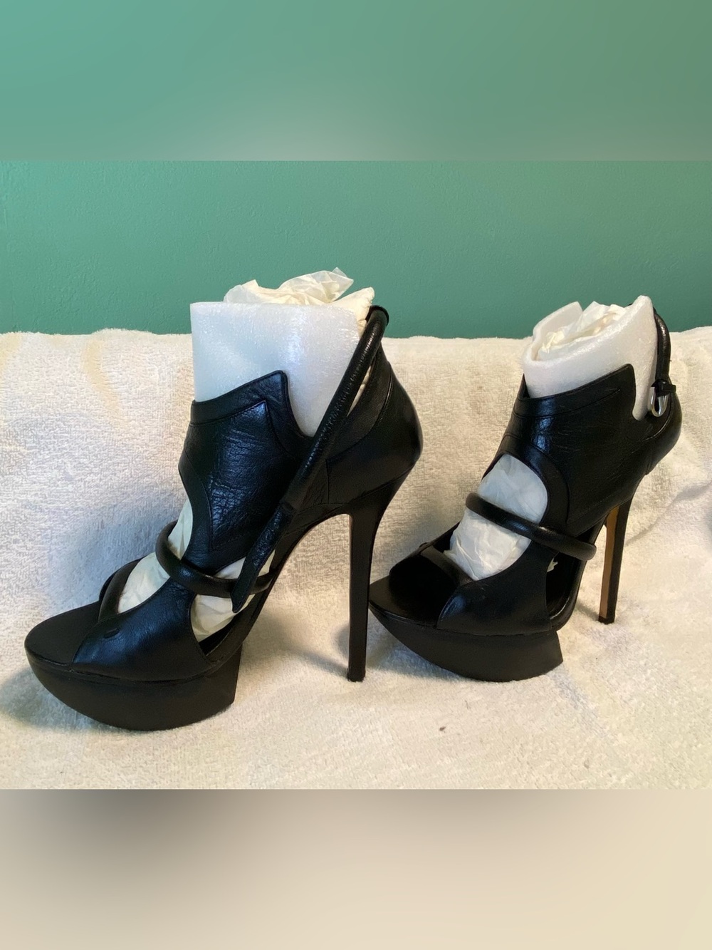 Camilla Skovgaard Black Lizard Leather Platform Stiletto Sandals – EU 38 NIB - Picture 8 of 8